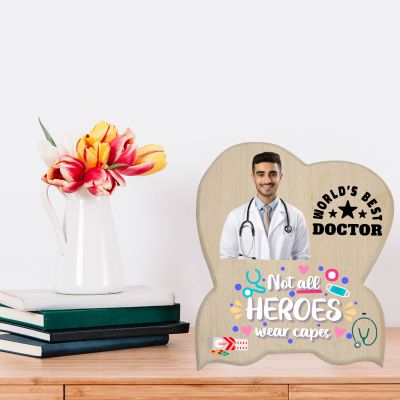 Customized World's Best Doctor Wooden Photo frame  Personalized Gifts for Doctors, Medical Students, or Healthcare Workers Home, Clinic & Hospital Desk Decor Plaque